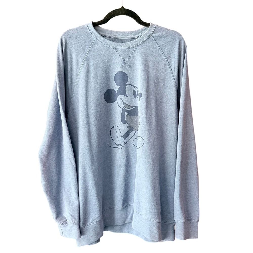 Disney Parks Mickey‎ Mouse Sweatshirt Mens Large Raglan Heather Blue Graphic